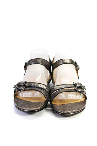 L'Amour Des Pieds Womens Leather Metallic Ankle Strap Dede Sandals Brown Size 9