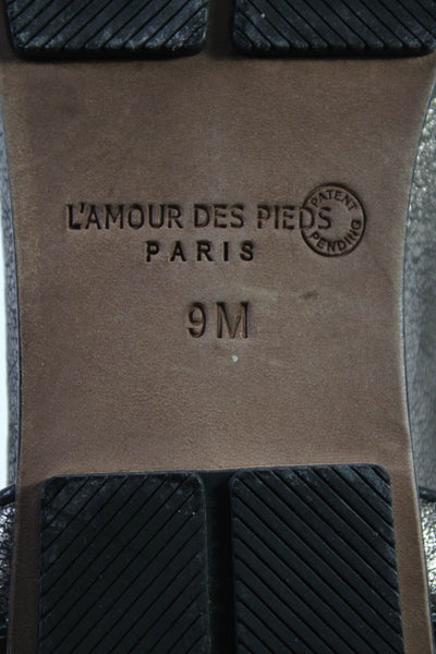 L'Amour Des Pieds Womens Leather Metallic Ankle Strap Dede Sandals Brown Size 9