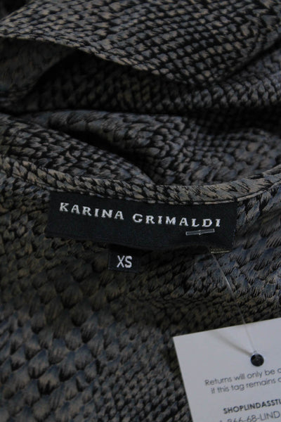 Karina Grimaldi Womens Snakeskin Print Cold Shoulder Blouson Dress Gray Size XS