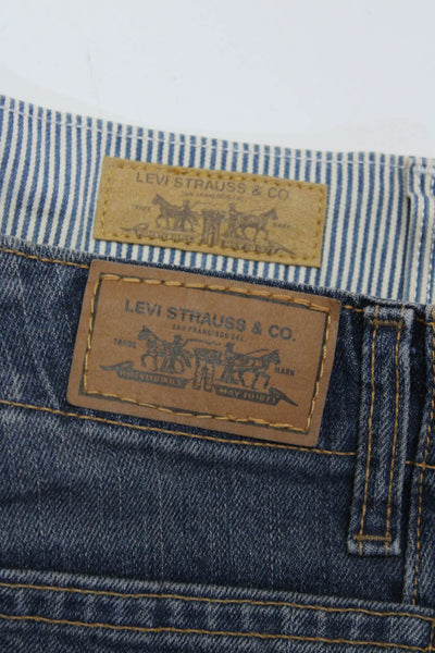 Levis Womens Cotton Striped Print Dark Wash Skinny Capri Jeans Blue 10 14 Lot 2
