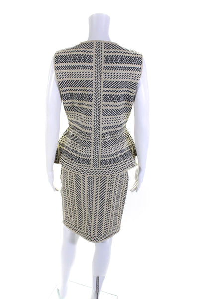 BCBG Max Azria Womens Knitted Textured Striped Tank Top Skirt Set Beige Size L