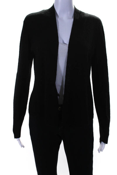 Eileen Fisher Womens Textured Knit Wrap Safety Pin Cardigan Sweater Black XS