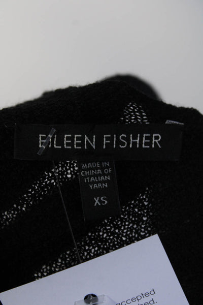 Eileen Fisher Womens Textured Knit Wrap Safety Pin Cardigan Sweater Black XS