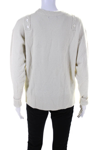 Marissa Webb Womens Pullover Button Trim Crew Neck Sweatshirt White Size XS