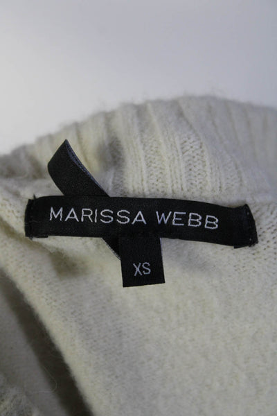 Marissa Webb Womens Pullover Button Trim Crew Neck Sweatshirt White Size XS