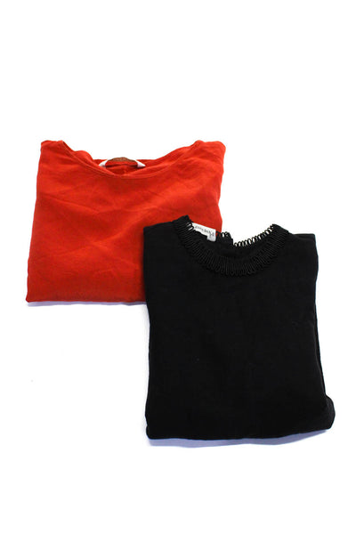 Zara Womens Orange Silk Crew Neck 3/4 Sleeve Blouse Top Size S lot 2