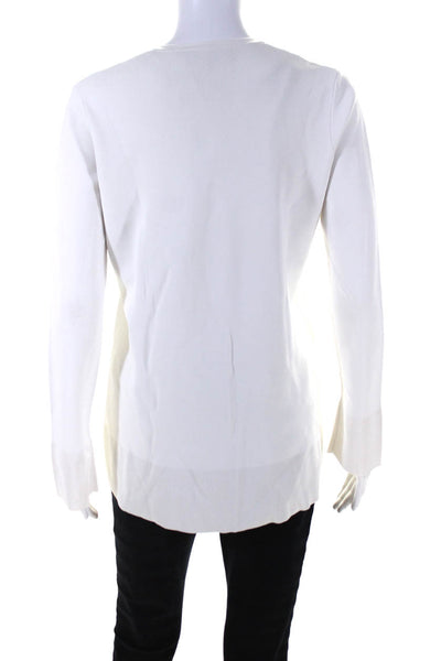 Theory Womens Pullover Long Sleeve V Neck Sweatshirt Chalk White Size Small