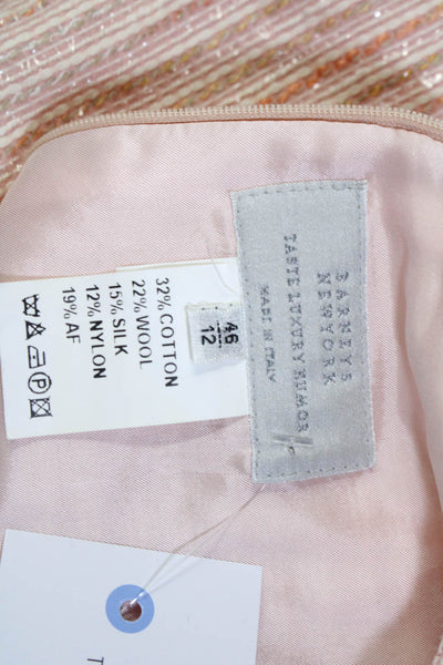 Barneys New York Womens Cotton Metallic Sleeveless Sheath Dress Pink Size 46 12