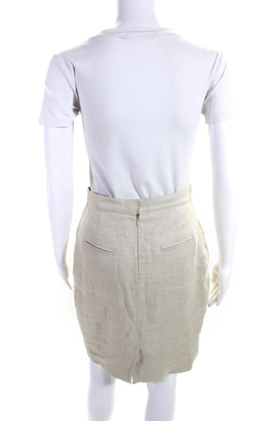 Proenza Schouler Womens Linen Woven High Rise Zip Up Pencil Skirt Beige Size 6