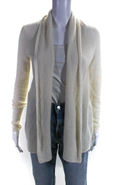 Wythe NY Womens Cashmere Knit Long Sleeve Open Sweater Cardigan Beige Size XS