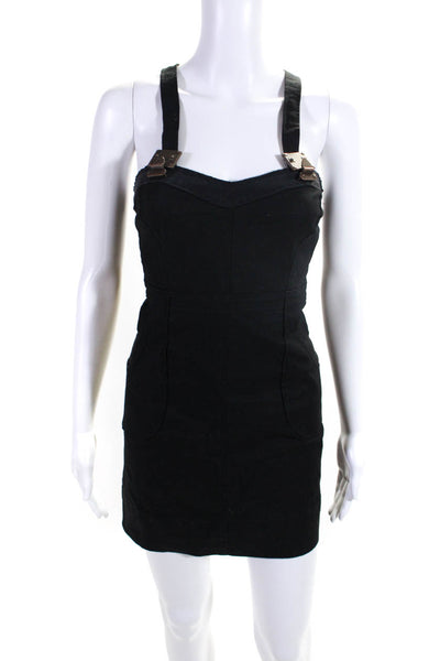 Vena Cava Womens Black Cotton Square Neck Denim Sleeveless Mini Dress Size 0