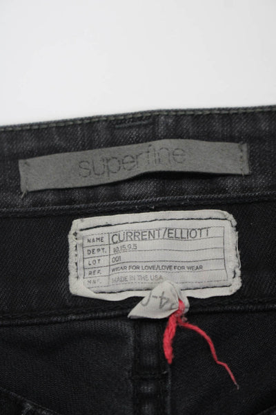 Current/Elliott Superfine Womens Black Ripped Straight Jeans Size 24 25 lot 2