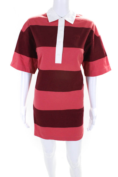 J Wanderson Women's Collar Short Sleeves T-Shirt Mini Dress Stripe Size S