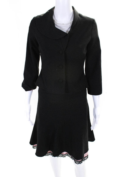 Elevenses Anthropologie Women's Three Button Two Piece Skirt Suit Black Size 4