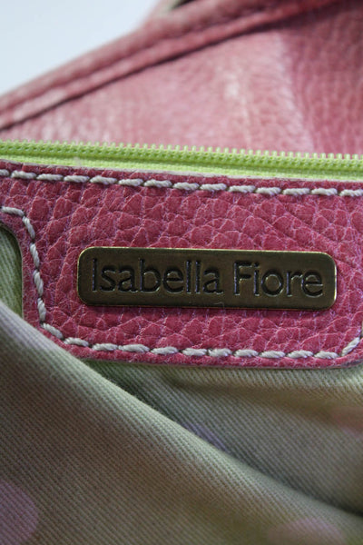 Isabella Fiore Womens Scalloped Leather Zip Up Shoulder Bag Pink Small Handbag