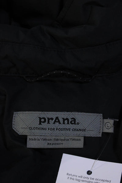 prAna Mens Three Pocket Collared Long Sleeve Zip Up Puffer Jacket Navy Size L