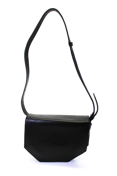 Rorin Womens Adjustable Strap Flap Medium Shoulder Handbag Black Leather