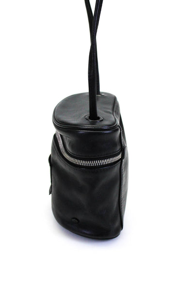 State Womens Single Strap Zip Front Small Shoulder Handbag Black Leather