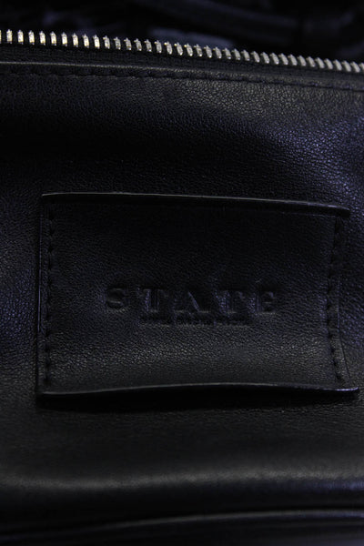 State Womens Single Strap Zip Front Small Shoulder Handbag Black Leather