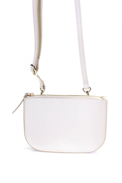 Lo & Sons Womens One Strap Zip Top Small Saffiano Leather Shoulder Handbag White