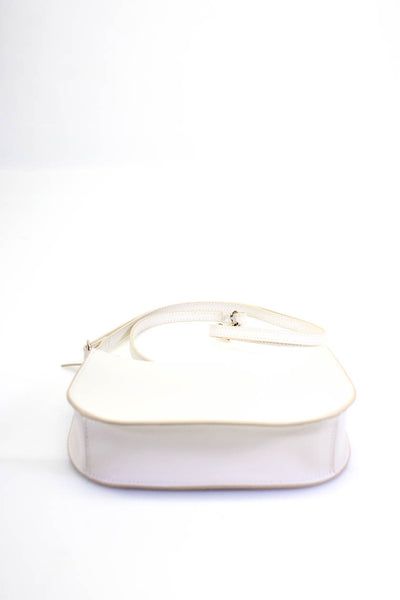 Lo & Sons Womens One Strap Zip Top Small Saffiano Leather Shoulder Handbag White