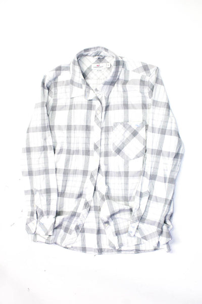 Vineyard Vines CP Shades Women's Plaid Button Down Shirt Gray Size 14 M Lot 2