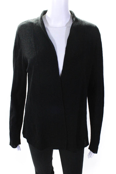 Eileen Fisher Women's Wool Long Sleeve Open Front Cardigan Black Size M