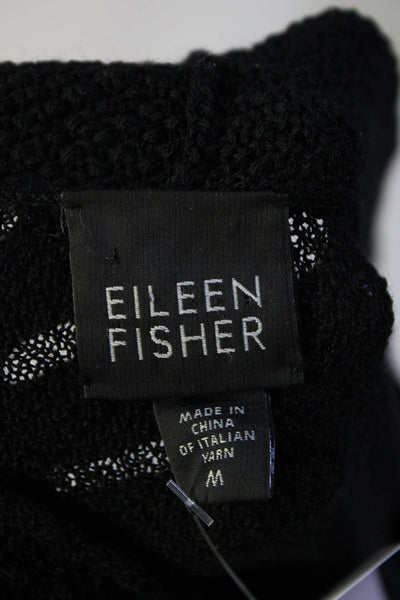 Eileen Fisher Women's Wool Long Sleeve Open Front Cardigan Black Size M