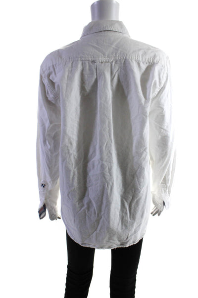 Castaway Clothing Women's Collar Long Sleeves Button Down Shirt White Size S