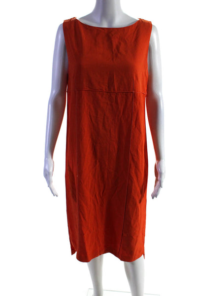 DKNY Womens Solid Orange Boat Neck Zip Back Sleeveless A-Line Dress Size M