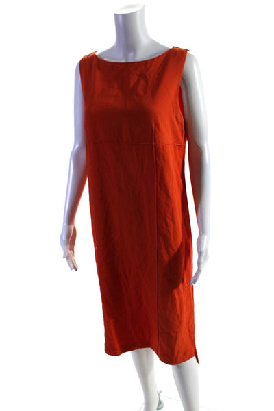 DKNY Womens Solid Orange Boat Neck Zip Back Sleeveless A-Line Dress Size M