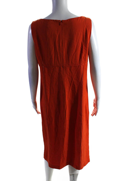 DKNY Womens Solid Orange Boat Neck Zip Back Sleeveless A-Line Dress Size M