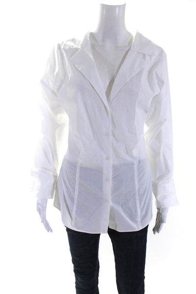 Zara Womens Long Sleeves Button Down Shirt White Cotton Size Small