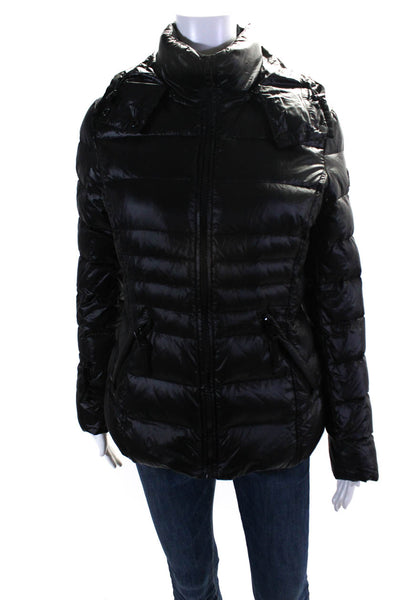 Andrew Marc Women's Hood Long Sleeves Full Zip Puffer Coat Black Size XS
