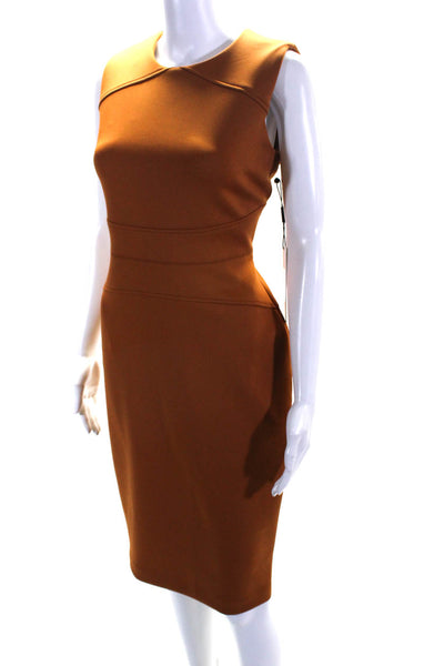 Calvin Klein Women's Round Neck Sleeveless A-Line Midi Dress Brown Size 6