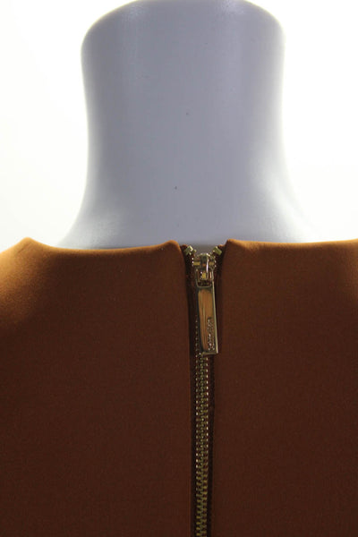 Calvin Klein Women's Round Neck Sleeveless A-Line Midi Dress Brown Size 6