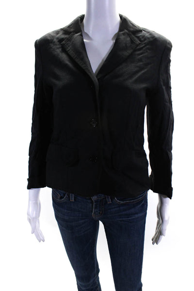 Givenchy Womens Three Button Notched Lapel Blazer Jacket Black Size FR 38