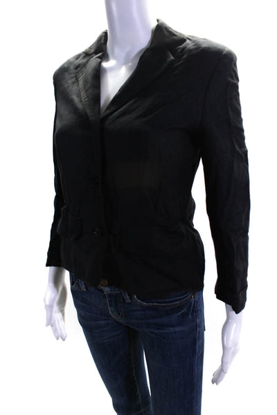 Givenchy Womens Three Button Notched Lapel Blazer Jacket Black Size FR 38