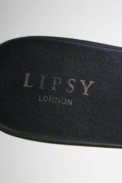 Lipsy Womens Faux Leather Alligator Embossed Buckled Slides Sandals Black Size 8
