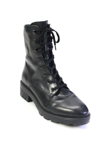 Dolce Vita Womens Leather Mid Cuban Heel Lace Up Combat Boots Black Size 9.5US
