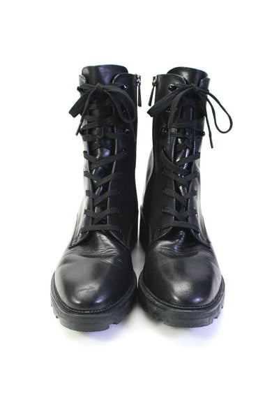 Dolce Vita Womens Leather Mid Cuban Heel Lace Up Combat Boots Black Size 9.5US