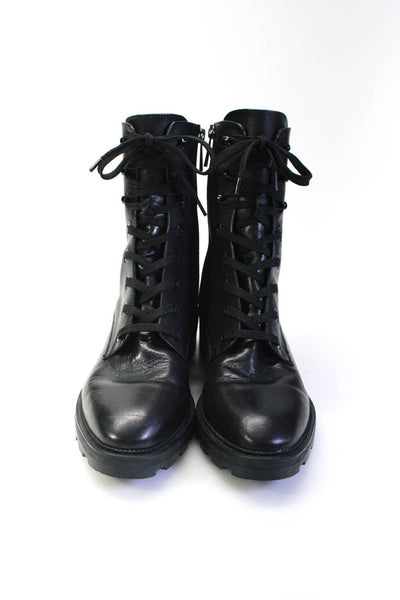 Dolce Vita Womens Leather Almond Toe Cuban Heel Combat Boots Black Size 9.5US