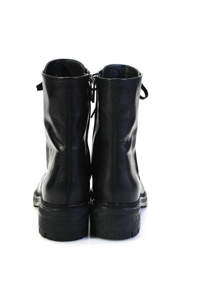 Dolce Vita Womens Leather Almond Toe Cuban Heel Combat Boots Black Size 9.5US