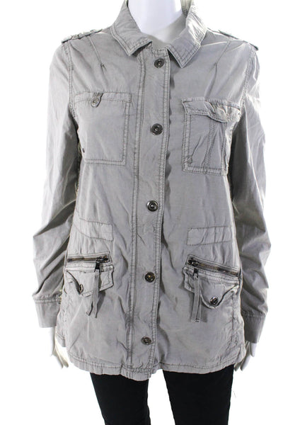 Marrakech Womens Gray Collar Full Zip Long Sleeve Parka Jacket Size s