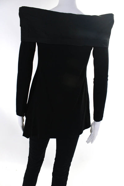 Xenia Design Women's Long Sleeve Contrast Off Shoulder Blouse Black Size S