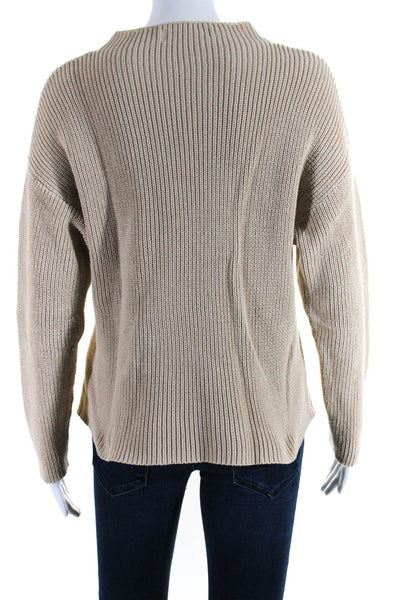 Anrabess Womens Pullover Crew Neck Pocket Sweater Brown Size Medium