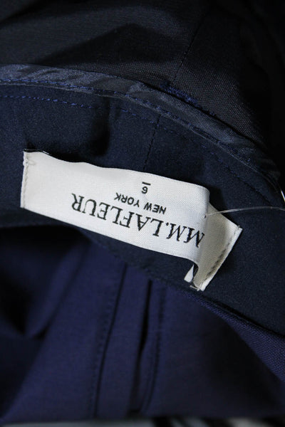 M.M. Lafleur Womens Zipper Fly Pleated Dress Pants Navy Blue Wool Size 6