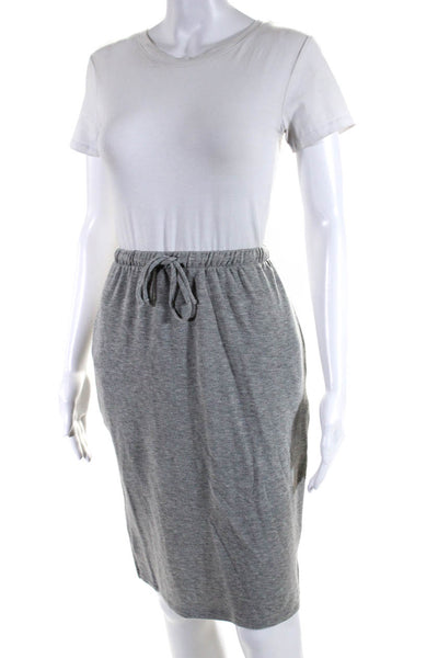 Buru Womens Drawstring Knit Knee Length Pencil Skirt Gray Size Medium