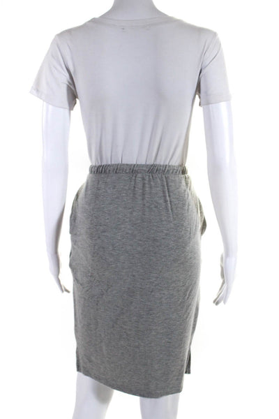 Buru Womens Drawstring Knit Knee Length Pencil Skirt Gray Size Medium