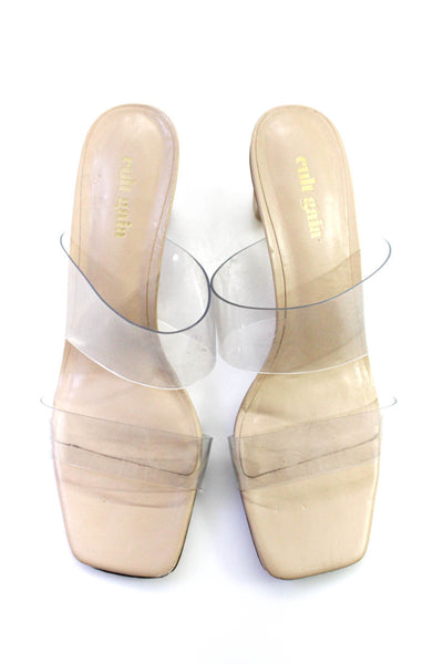Cult Gaia Womens Stone Heel Slide On Sandals Beige Clear Size 37 7